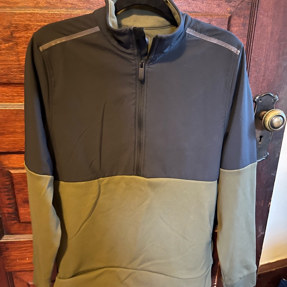 Men's Zip-Up Sweater - Black and Olive